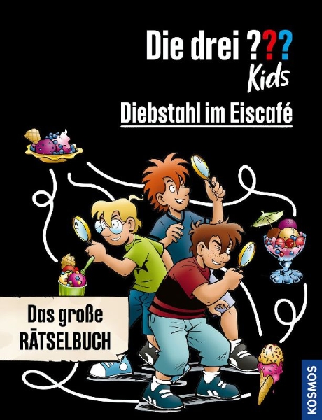 Buchcover und Innenansicht für das Buch: Die drei ??? Kids, Diebstahl im Eiscafé