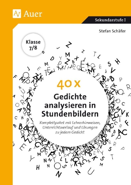 Buchcover und Innenansicht für das Buch: 40 x Gedichte analysieren in Stundenbildern 7-8