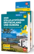Buchcover und Innenansicht für das Buch: ADAC Stellplatzführer 2025 Deutschland und Europa