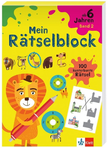 Buchcover und Innenansicht für das Buch: Klett Mein Rätselblock ab 6 Jahren Band 2