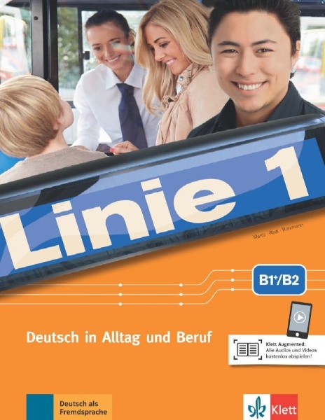 Buchcover und Innenansicht für das Buch: Linie 1, B1+/B2. Kurs- und Übungsbuch mit Audios und Videos