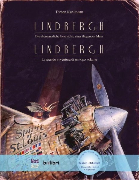 Buchcover und Innenansicht für das Buch: Lindbergh. Kinderbuch Deutsch-Italienisch mit MP3-Hörbuch zum Herunterladen