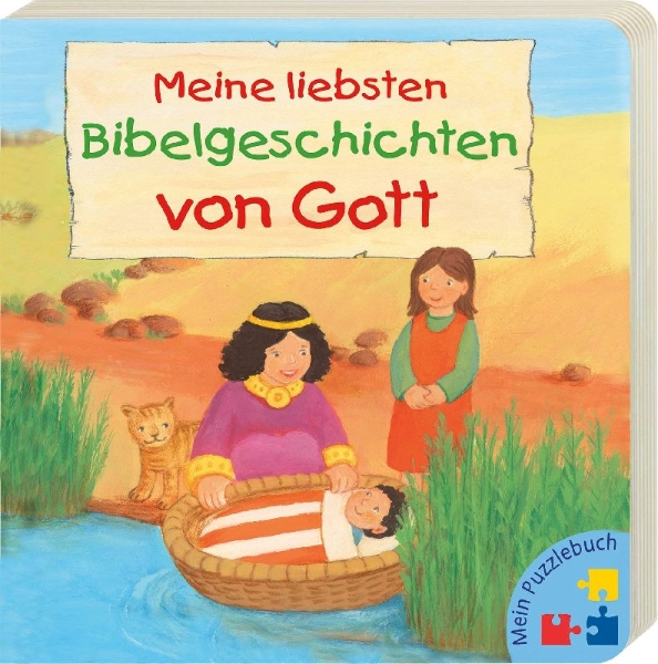 Buchcover und Innenansicht für das Buch: Mein Puzzlebuch: Meine liebsten Bibelgeschichten von Gott