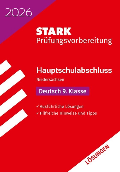 Buchcover und Innenansicht für das Buch: STARK Lösungen zu Deutsch 9. Klasse - Hauptschulabschluss 2026 Niedersachsen - Prüfungsvorbereitung
