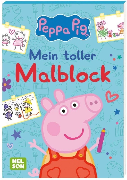 Buchcover und Innenansicht für das Buch: Peppa Wutz Ausmalbilder: Mein toller Malblock