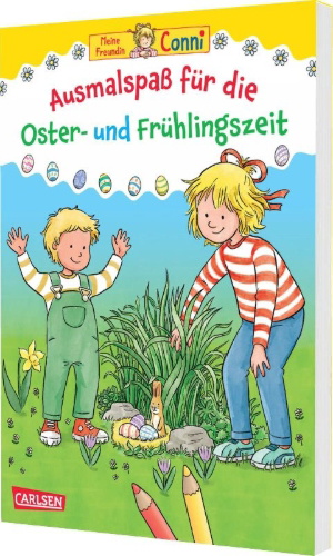 Buchcover und Innenansicht für das Buch: Conni Gelbe Reihe (Beschäftigungsbuch): Ausmalspaß für die Oster- und Frühlingszeit