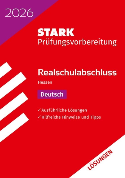 Buchcover und Innenansicht für das Buch: STARK Lösungen zu Deutsch - Realschulabschluss 2026 Hessen - Prüfungsvorbereitung