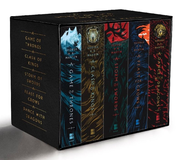 Buchcover und Innenansicht für das Buch: A Game of Thrones 1-5 Boxed Set. TV Tie-In