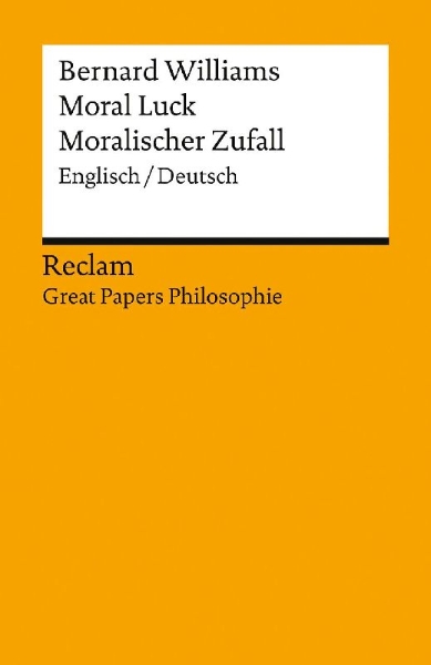 Buchcover und Innenansicht für das Buch: Moral Luck / Moralischer Zufall