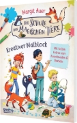 Buchcover und Innenansicht für das Buch: Die Schule der magischen Tiere Beschäftigung: Kreativer Malblock