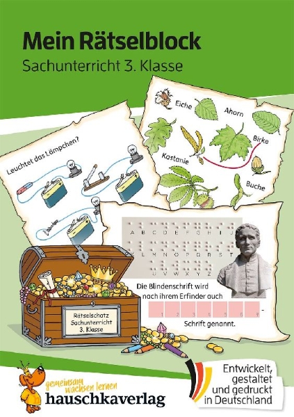 Buchcover und Innenansicht für das Buch: Mein Rätselblock Sachunterricht 3. Klasse