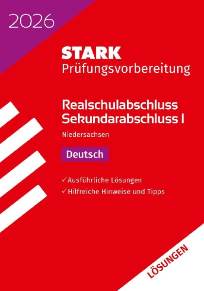 Buchcover und Innenansicht für das Buch: STARK Lösungen zu Deutsch - Realschulabschluss 2026 Niedersachsen - Prüfungsvorbereitung
