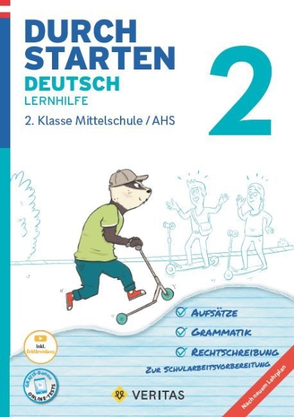 Buchcover und Innenansicht für das Buch: Durchstarten 2. Klasse - Deutsch Mittelschule/AHS - Lernhilfe