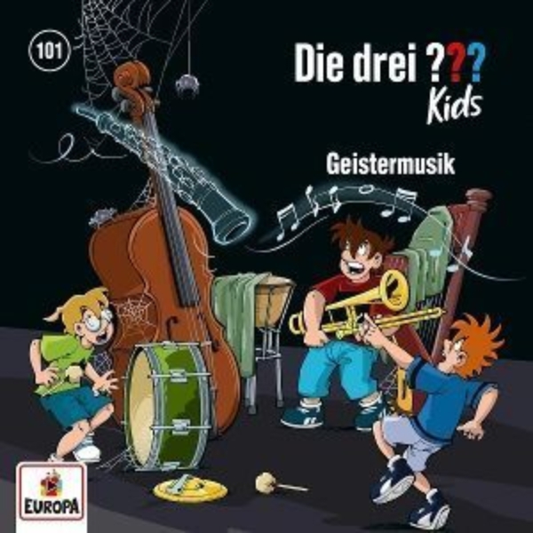 Buchcover und Innenansicht für das Buch: Die drei ??? Kids 101: Geistermusik