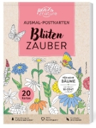 Buchcover und Innenansicht für das Buch: Ausmal-Postkarten Blütenzauber | 20 Karten
