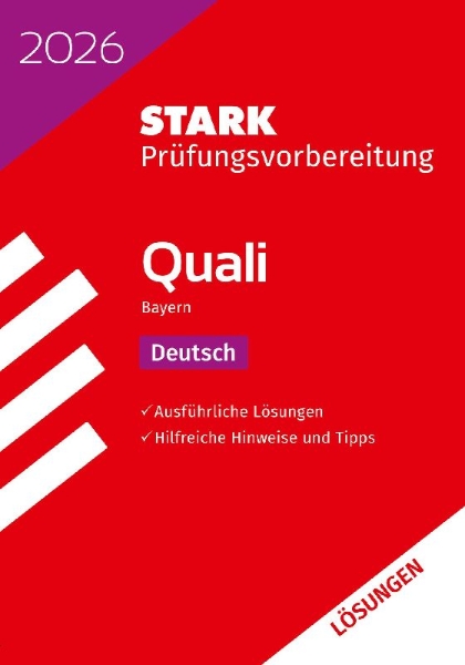 Buchcover und Innenansicht für das Buch: STARK Lösungen zu Deutsch 9. Klasse - Quali Mittelschule 2026 Bayern - Prüfungsvorbereitung