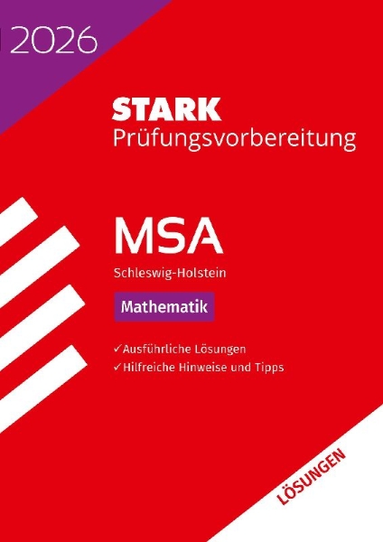 Buchcover und Innenansicht für das Buch: STARK Lösungen zu Mathematik - MSA 2026 Schleswig-Holstein - Prüfungsvorbereitung