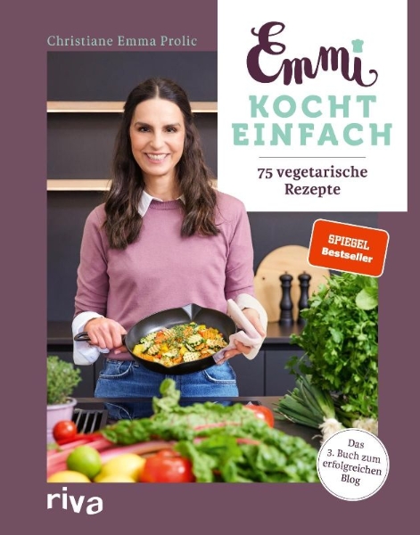 Buchcover und Innenansicht für das Buch: Emmi kocht einfach: 75 vegetarische Rezepte