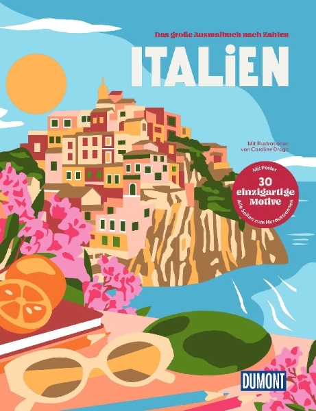 Buchcover und Innenansicht für das Buch: Italien - Das große Ausmalbuch nach Zahlen