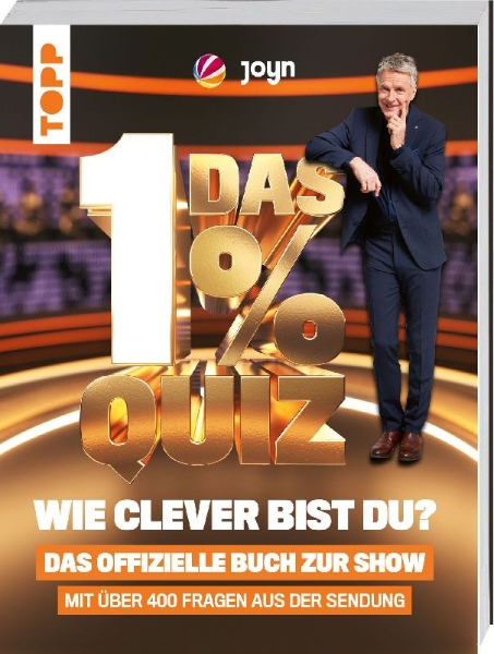 Buchcover und Innenansicht für das Buch: Das 1% Quiz - Wie clever bist du? Das offizielle Buch zur Show