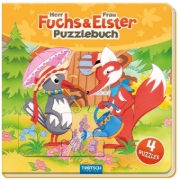 Buchcover und Innenansicht für das Buch: Trötsch Unser Sandmännchen Puzzlebuch mit 4 Puzzle Fuchs und Elster