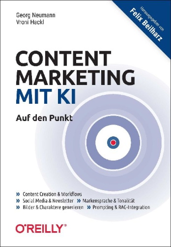Buchcover und Innenansicht für das Buch: Content Marketing mit KI - Auf den Punkt