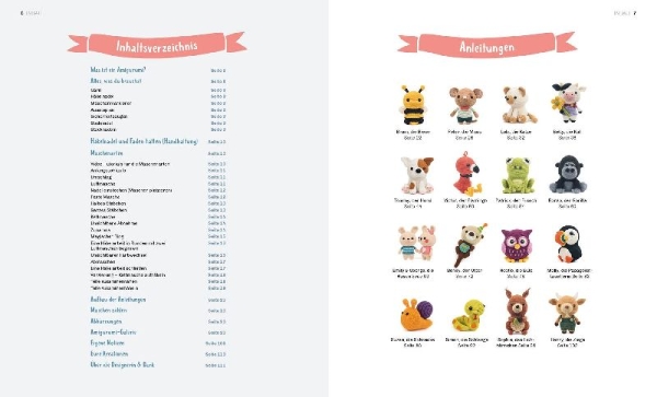 Buchcover und Innenansicht für das Buch: Amigurumi Made Easy: 16 Straightforward Animal Crochet Patterns