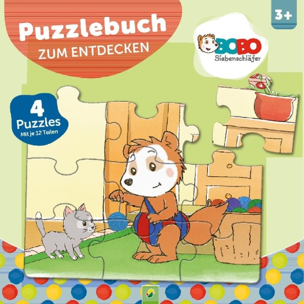 Buchcover und Innenansicht für das Buch: Bobo Siebenschläfer Puzzlebuch zum Entdecken