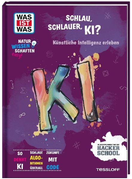 Buchcover und Innenansicht für das Buch: WAS IST WAS Naturwissenschaften easy! Schlau, schlauer, KI? Künstliche Intelligenz erleben