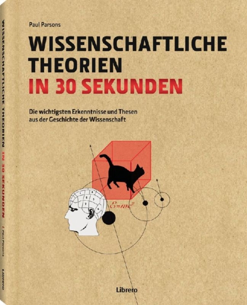 Buchcover und Innenansicht für das Buch: Wissenschaftliche Theorien in 30 Sekunden