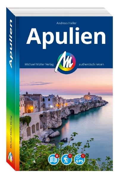 Buchcover und Innenansicht für das Buch: MICHAEL MÜLLER REISEFÜHRER Apulien