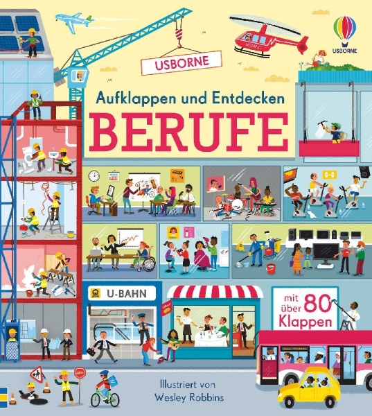 Buchcover und Innenansicht für das Buch: Aufklappen und Entdecken: Berufe