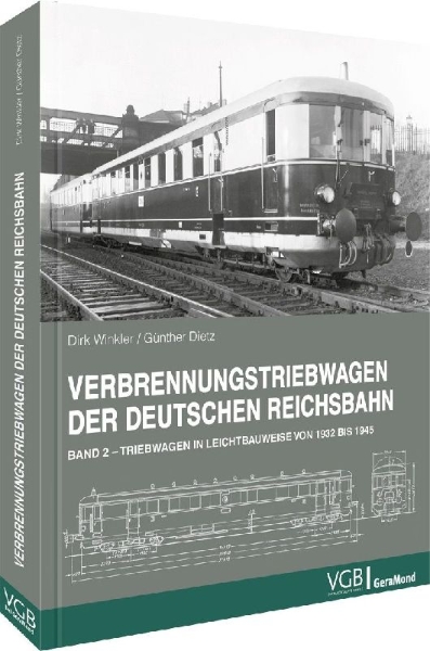 Buchcover und Innenansicht für das Buch: Verbrennungstriebwagen der Deutschen Reichsbahn - Band 2