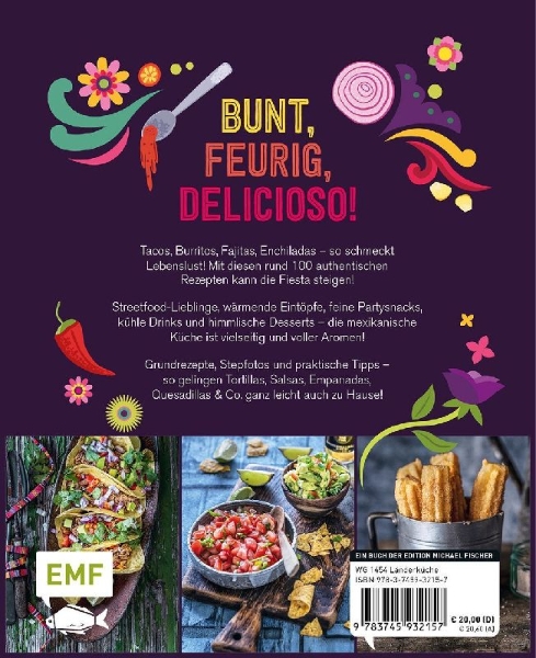 Buchcover und Innenansicht für das Buch: Fiesta - Das Mexiko-Kochbuch - mit edler Ausstattung und Farbschnitt