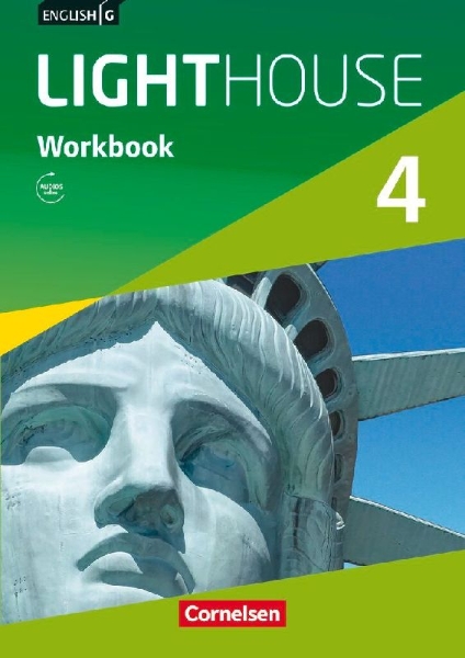 Buchcover und Innenansicht für das Buch: English G LIGHTHOUSE 04: 8. Schuljahr. Workbook mit Audios online