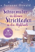 Buchcover und Innenansicht für das Buch: Schneezauber im kleinen Strickladen in den Highlands