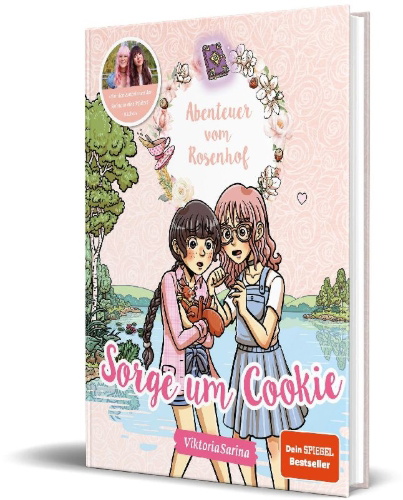 Buchcover und Innenansicht für das Buch: Abenteuer vom Rosenhof. Sorge um Cookie