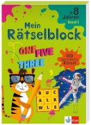 Buchcover und Innenansicht für das Buch: Klett mein Rätselblock ab 8 Jahren Band 1