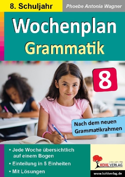 Buchcover und Innenansicht für das Buch: Wochenplan Grammatik / Klasse 8