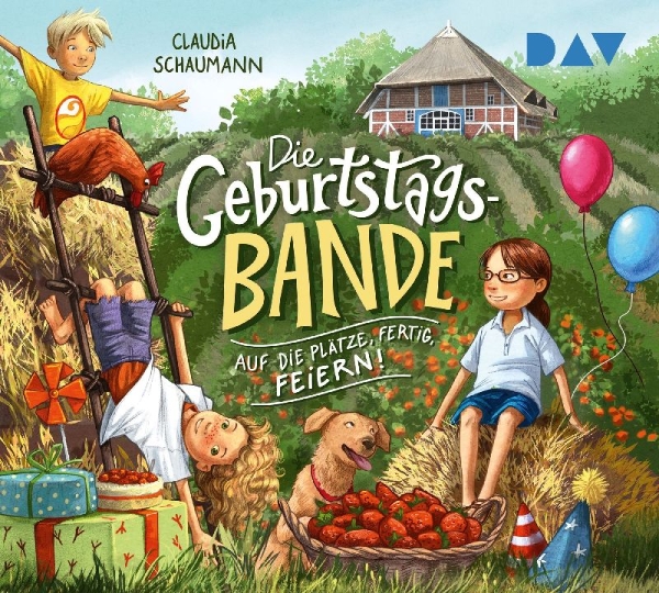 Buchcover und Innenansicht für das Buch: Die Geburtstagsbande - Teil 1: Auf die Plätze, fertig, feiern!