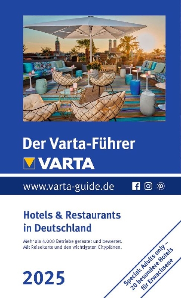 Buchcover und Innenansicht für das Buch: Der Varta-Führer 2025 Hotels & Restaurants in Deutschland