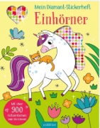Buchcover und Innenansicht für das Buch: Mein Diamant-Stickerheft - Einhörner