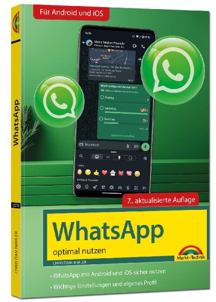 Buchcover und Innenansicht für das Buch: WhatsApp - optimal nutzen - neueste Version 2025; auch alle neuen KI-Funktionen erklärt