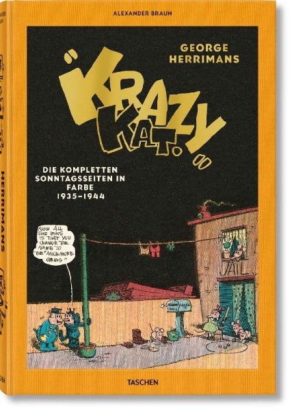 Buchcover und Innenansicht für das Buch: George Herrimans "Krazy Kat". Die kompletten Sonntagsseiten in Farbe 1935-1944
