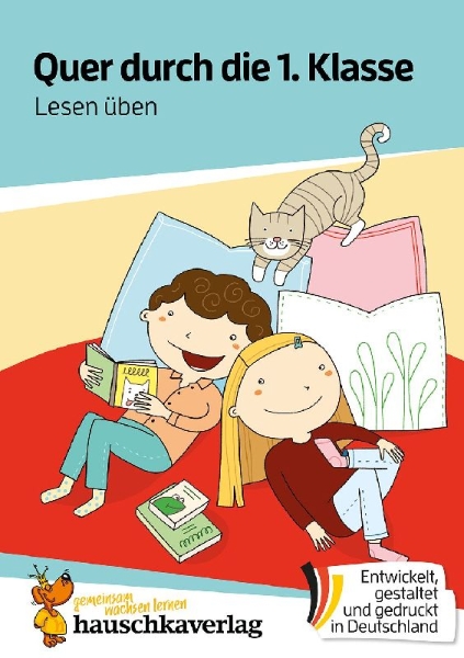 Buchcover und Innenansicht für das Buch: Quer durch die 1. Klasse, Lesen üben - A5-Übungsblock