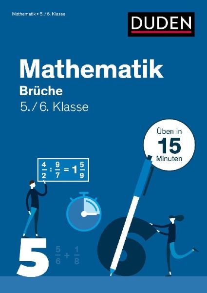 Buchcover und Innenansicht für das Buch: Mathe in 15 Min - Brüche 5./6. Klasse