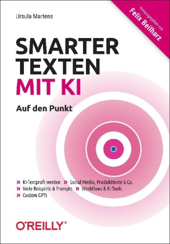 Buchcover und Innenansicht für das Buch: Smarter texten mit KI - Auf den Punkt