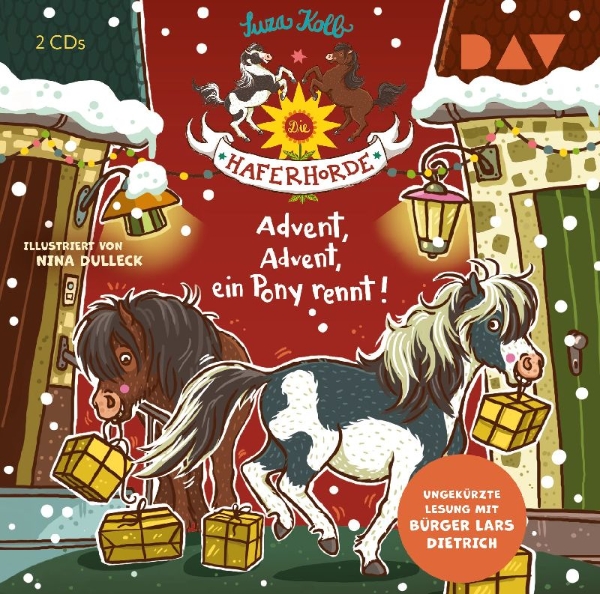 Buchcover und Innenansicht für das Buch: Die Haferhorde 16: Advent, Advent, ein Pony rennt!