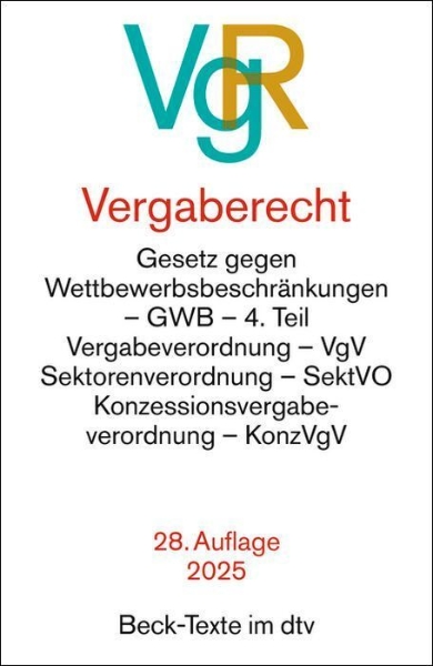 Buchcover und Innenansicht für das Buch: Vergaberecht. VgR