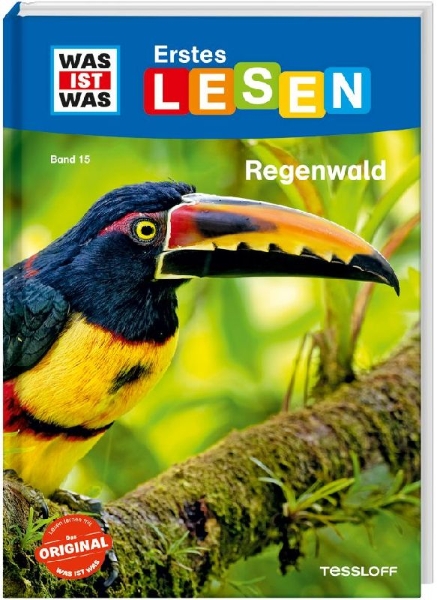 Buchcover und Innenansicht für das Buch: WAS IST WAS Erstes Lesen Band 15. Regenwald